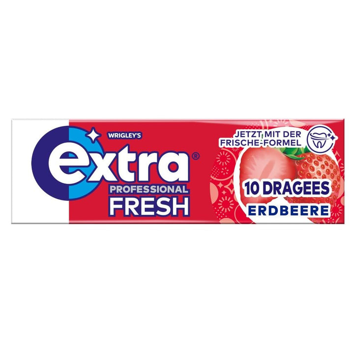 Extra Professional Fresh Erdbeere, Zuckerfreier Kaugummi, Multipack mit 30x10 Dragees, Für frischen