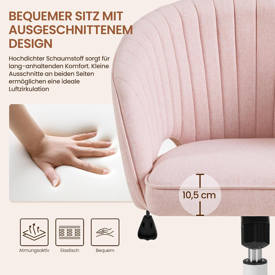 Yaheetech Homeoffice Stuhl Drehbar Schminkstuhl mit Schaukelfunktion, Rosa | Höhenverstellbar Schrei