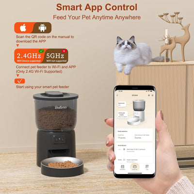 Balimo 3 l automatischer Katzenfutterspender | Futterspender für Katzen 2,4 G WiFi | Sprachfunktion