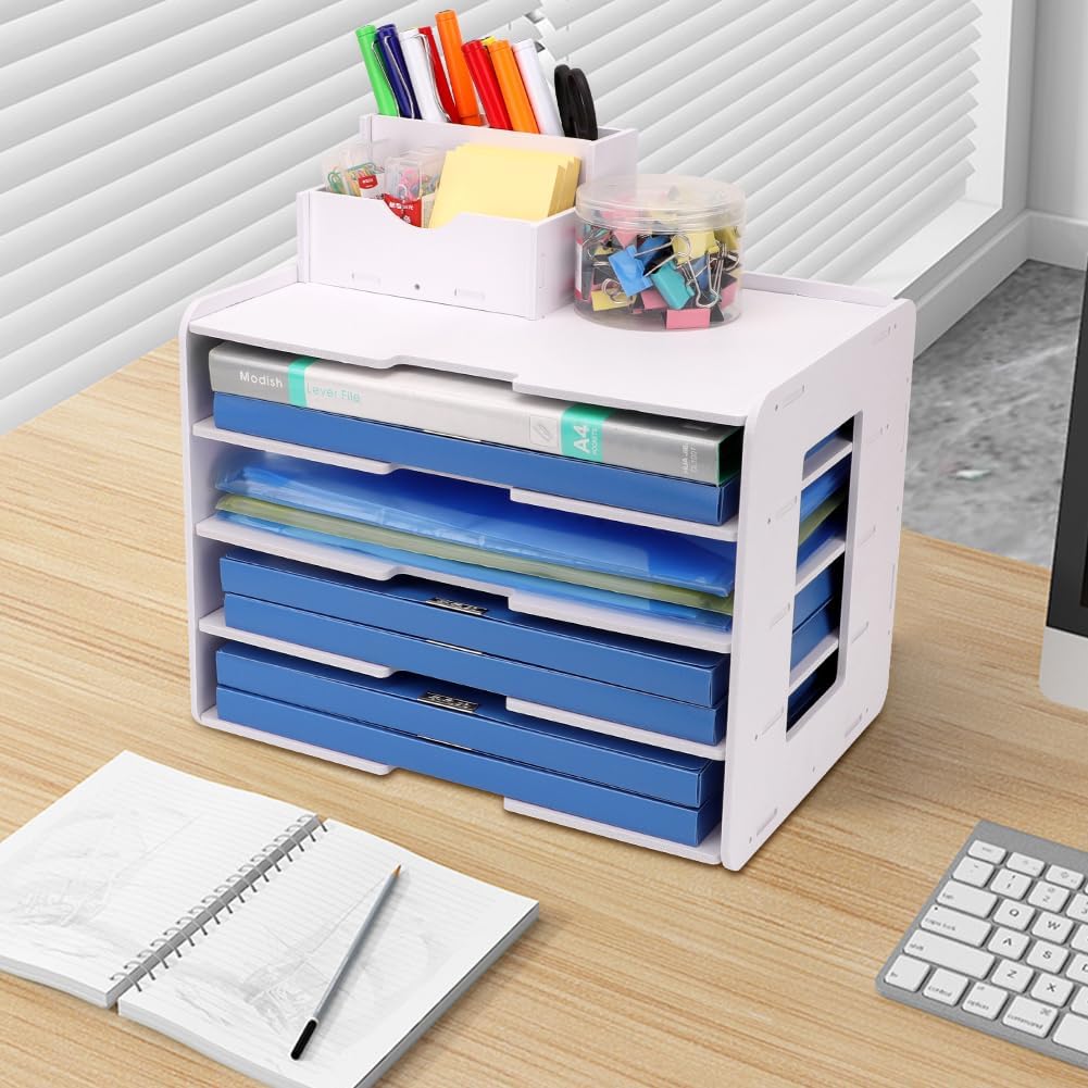 Umllpet Schreibtisch Organizer Briefablage, Stapelbares Dokumentenablage, A4 Papier Aktenaufbewahrun