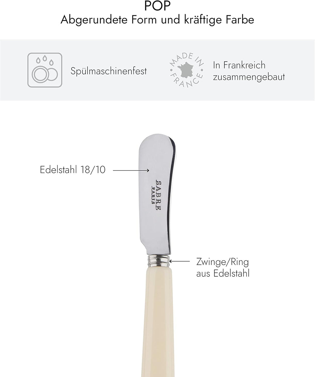 SABRE PARIS - 2er Set Buttermesser 14 cm - Pop - Ideal Für Butter, Aufstrich - Edelstahl & Nylon - S