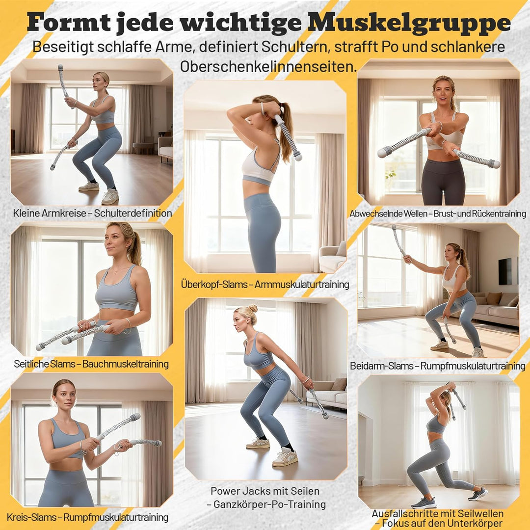 Weighted Battle Rope Ohne Seil - Verstellbare Battle Ropes für Zuhause, leises Seilloses Battle Rope