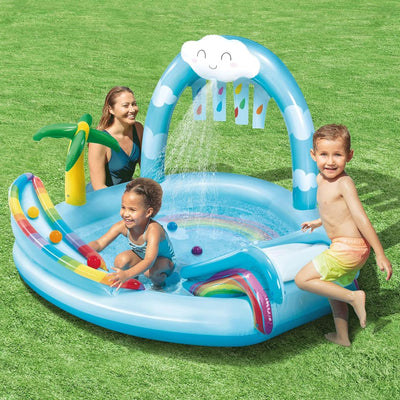 Intex 57175NP – Aufblasbarer Pool Play Center Regenbogen, Vinyl, Mehrfarbig, 185 x 178 x 119 cm