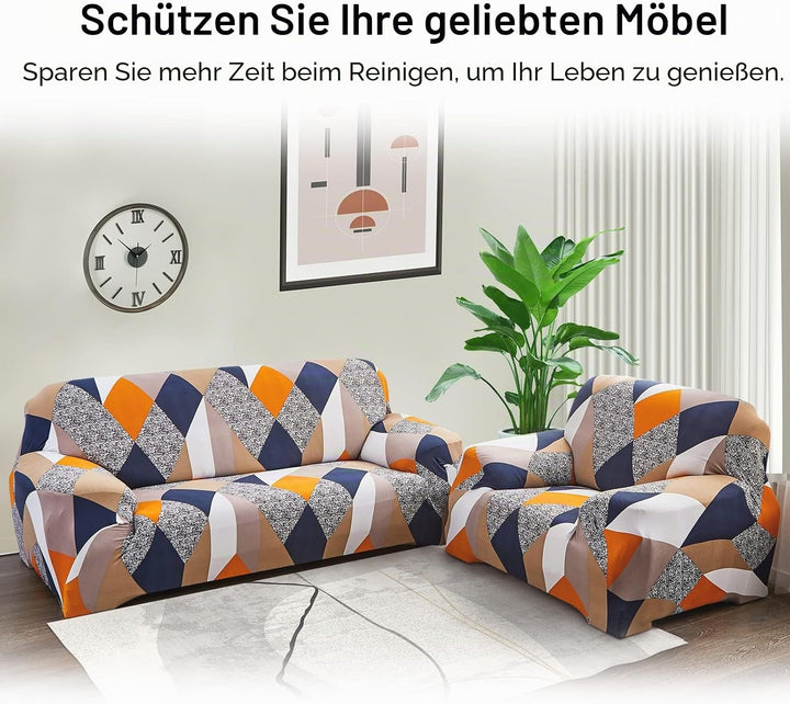 Jaotto Sofabezug 3 Sitzer Elastischer Stretch Spandex Sofa Überwürfe Sofahusse Antirutsch Waschbar S