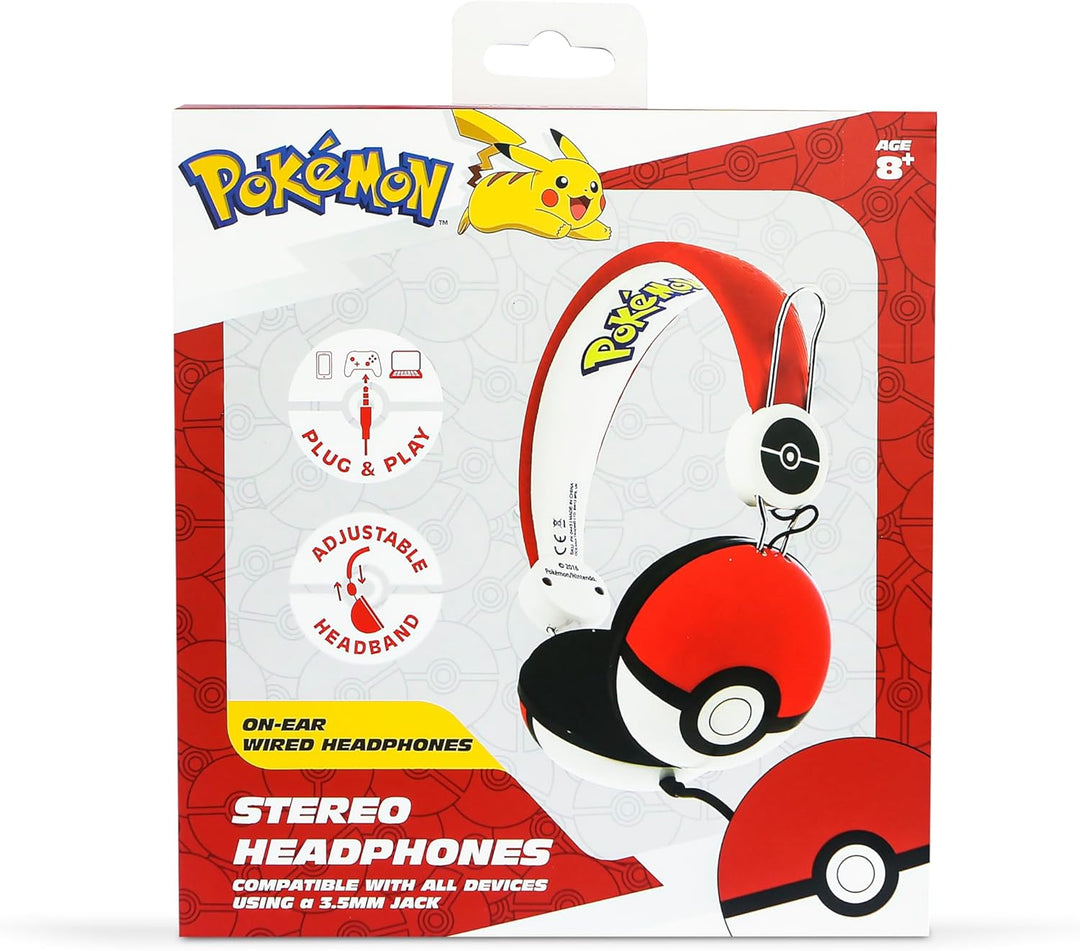 OTL Technologies TWEEN Kinder Kopfhörer Pokemon Pokeball (faltbar, gepolsterte Bügel, buntes Comic D