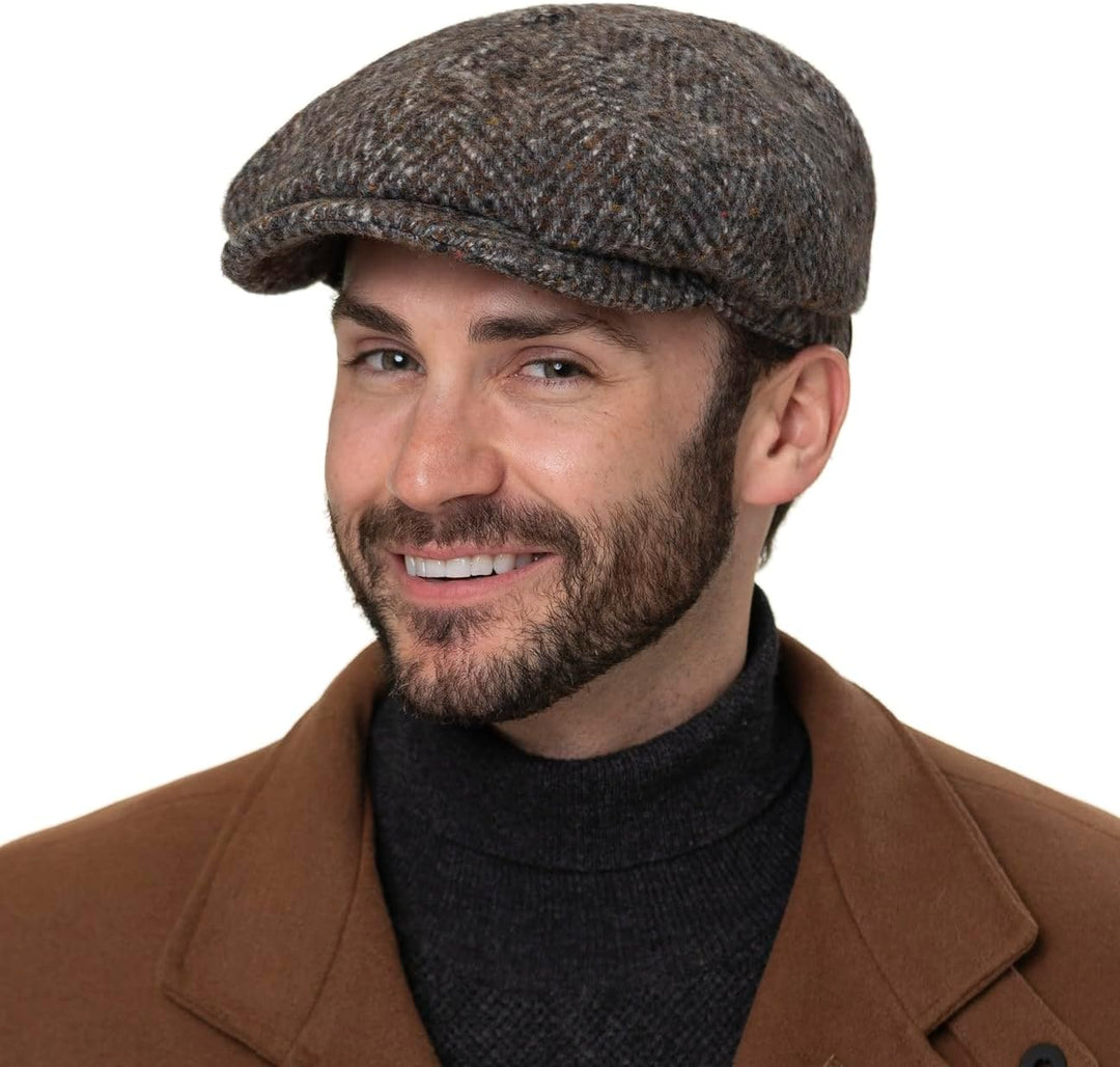 Stetson Hatteras Herringbone Flatcap - Schirmmütze - Klassischer Stil - Herrenmütze aus Schurwolle -