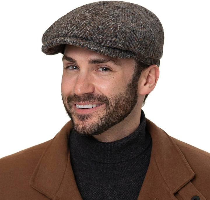 Stetson Hatteras Herringbone Flatcap - Schirmmütze - Klassischer Stil - Herrenmütze aus Schurwolle -