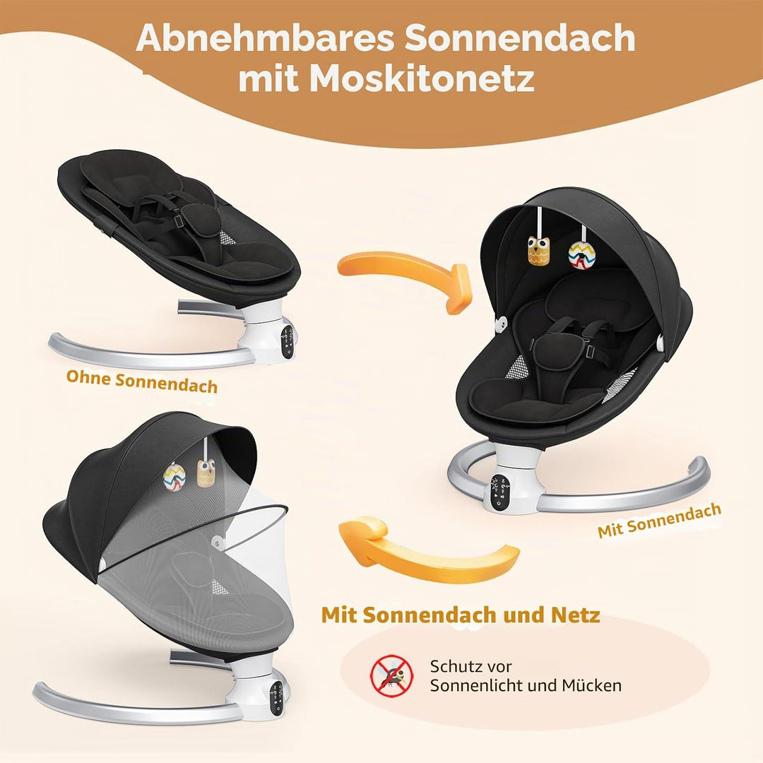 Babyschaukel Elektrisch,Helangel Elektronischer Baby Schaukelsitz mit Kabel und mit Bluetooth Elektr