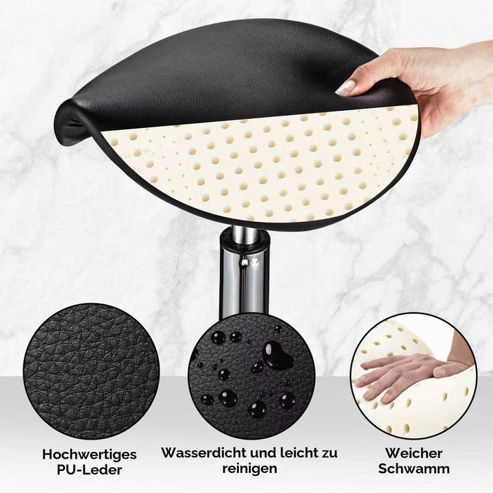 FNZIR Sattel Rollhocker mit Rädern PU Leder Höhenverstellbare Drehhocker Stuhl Schwarz