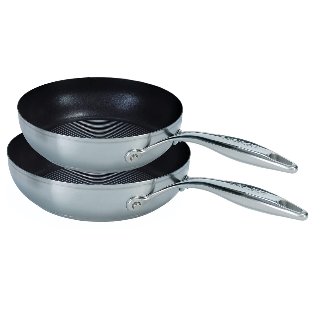 Circulon SteelShield Edelstahl Pfannenset Induktion - 2er Set Bratpfannen 20 cm und 26 cm, spülmasch