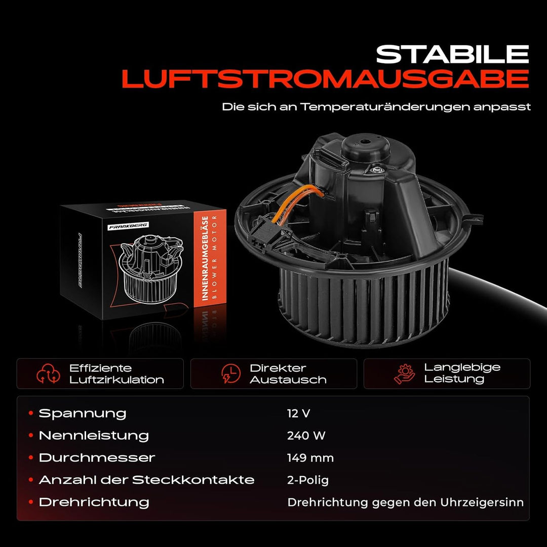 Frankberg Heizungsgebläse Gebläsemotor Innenraumgebläse Kompatibel mit 1er E81 E87 2004-2011 1er Cab