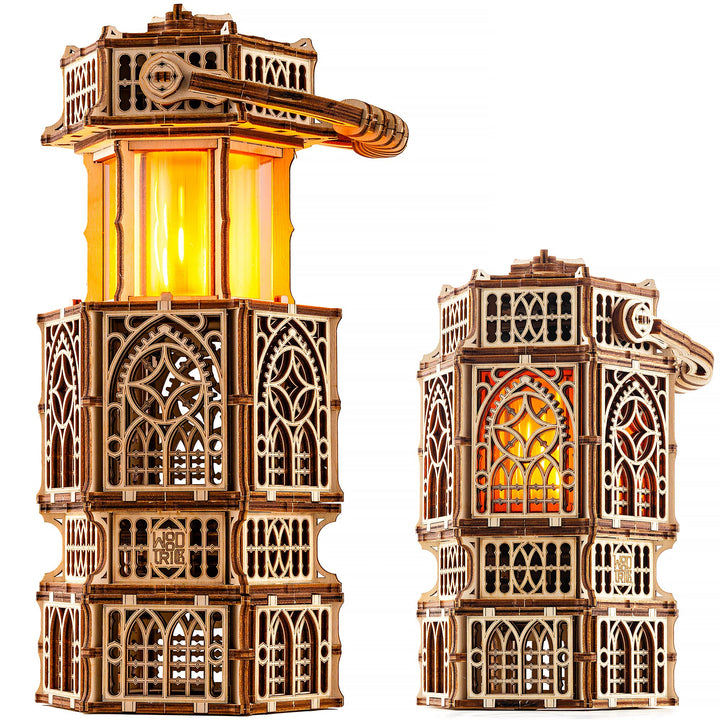Wood Trick Antike Laterne Leuchtendes LED 3D Holzpuzzle für Erwachsene und Kinder zum Selberbauen -