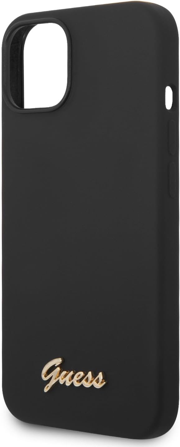 GUESS GUHCP14MSLSMK Hülle für iPhone 14 Plus 6,7" Schwarz Hard case Silicone Vintage Gold Logo