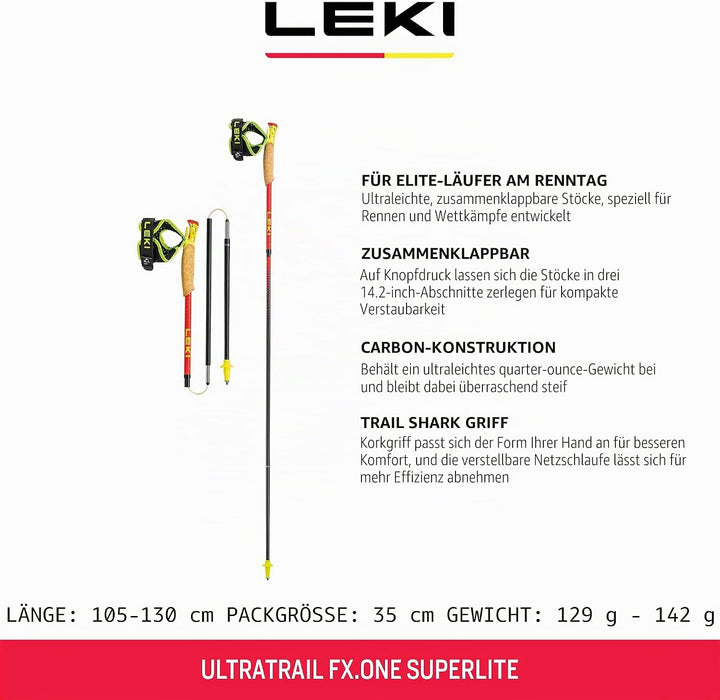 Leki Ultratrail FX.One Superlite Trailrunningstöcke 115CM bright red-neonyellow-natural, 115CM brigh