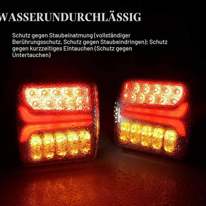 12/24 V 2 Stück LED-Anhänger-Rückleuchten, wasserdichter Bremspositionsleuchte, dynamischer Blinker,