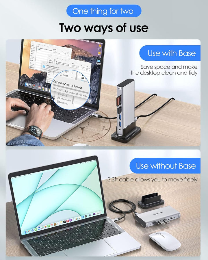 LENTION USB C Docking Station mit 4K HDMI & VGA Dual-Display, Ethernet, Kartenleser, Aux, 3xUSB 3.0,