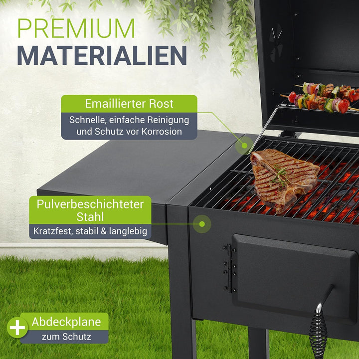 Juskys Holzkohlegrill Missouri mit Deckel - Grosse Grillfläche, Grillrost, variable Kohlewanne - Hol