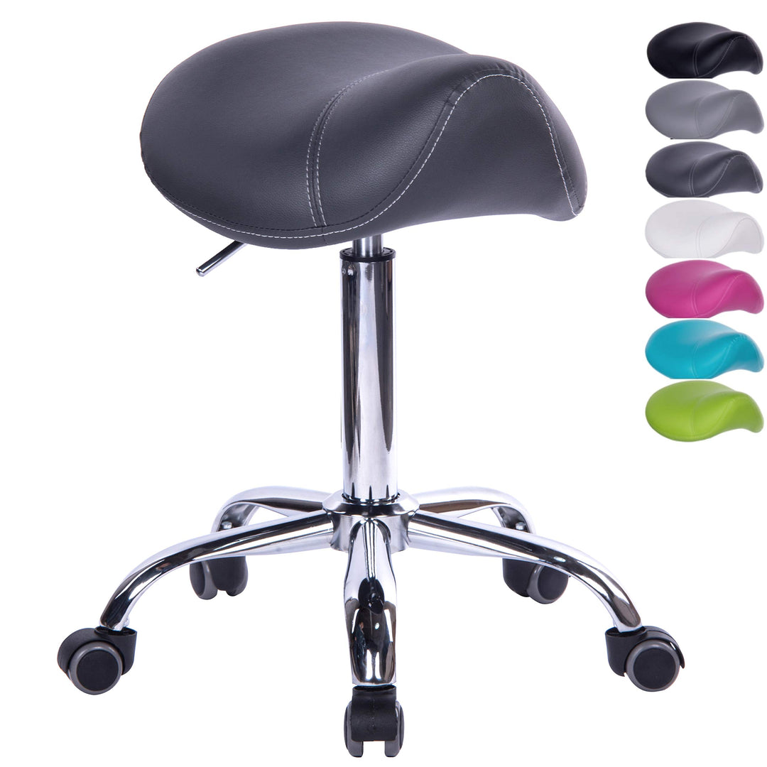 1stuff® Sattelhocker Sattelstuhl MULY - Sitzhöhe bis ca. 74cm - ergonomischer Rollhocker Bürohocker