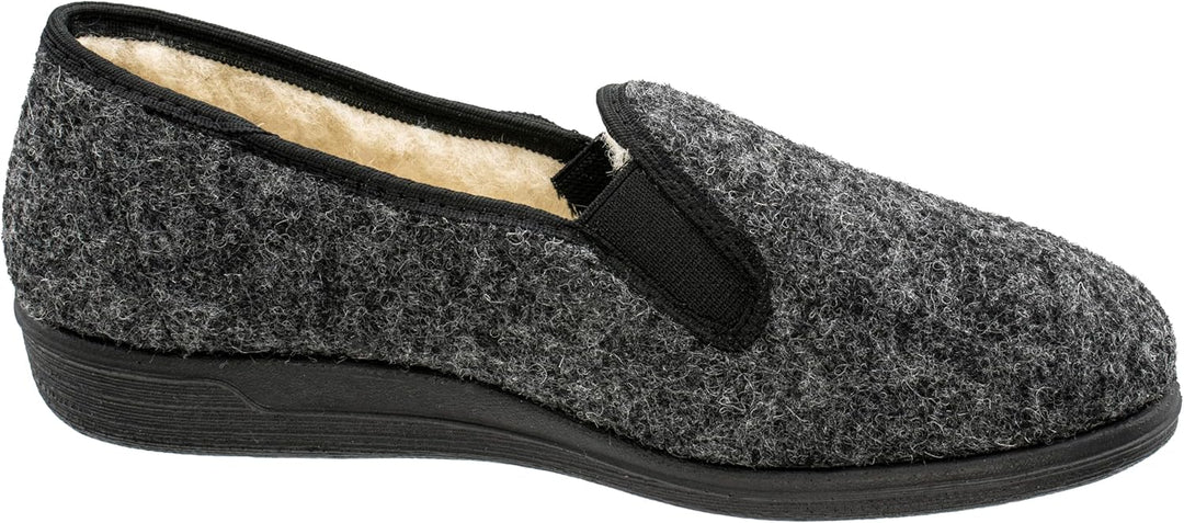 Fischer Herren Hausschuh Streifen Cord Slipper Stretch 204120 39 EU Schwarz Schwarz 205, 39 EU Schwa