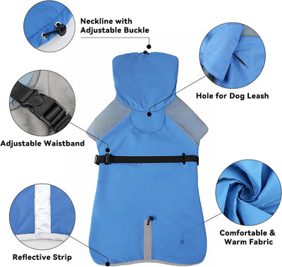 NAMSAN Hunderegenmantel Wasserdicht Hunde Regenjacke Winter Hundemantel Verstellbarer Hundejacke mit