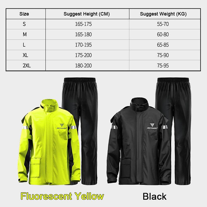 Lixada Herren Motorrad Regenanzug Outdoor Reflektierende wasserdichte Regenjacke und Hose Regenbekle