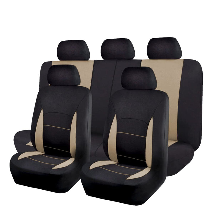 Flying Banner Stoff Autositzbezüge Komplettset Universal Set mit Airbag (Vollständige Reihe, Beige u