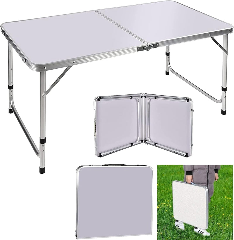 91 cm höhenverstellbarer Klapptisch, Aluminium, faltbar, tragbar, Camping, Picknick, Tisch für Outdo