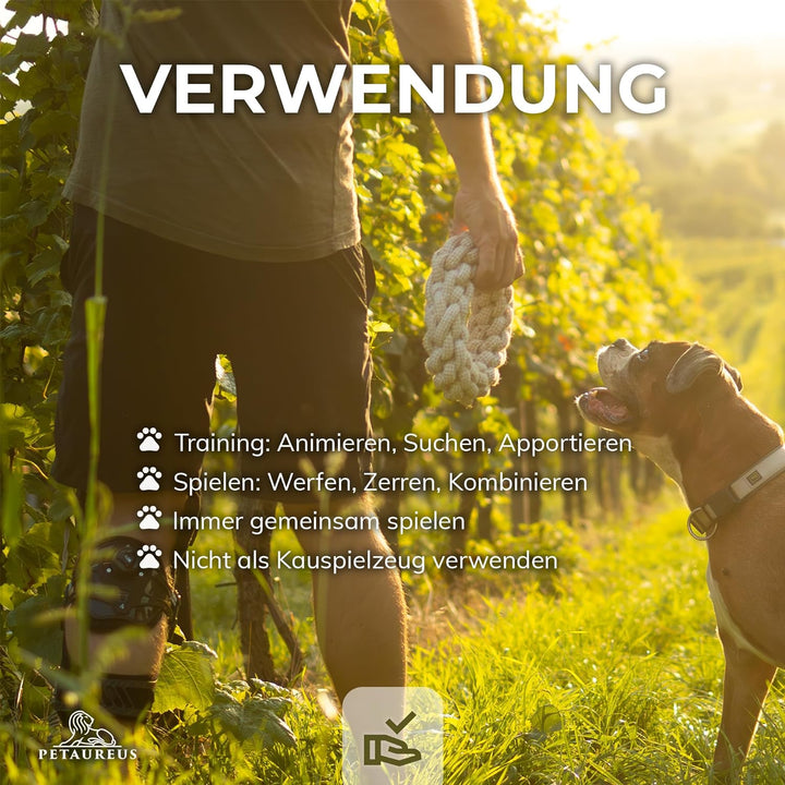 Petaureus Premium Hundespielzeug Grosse Hunde Set: Robustes Welpenspielzeug aus Baumwolle &amp; Hanf - I