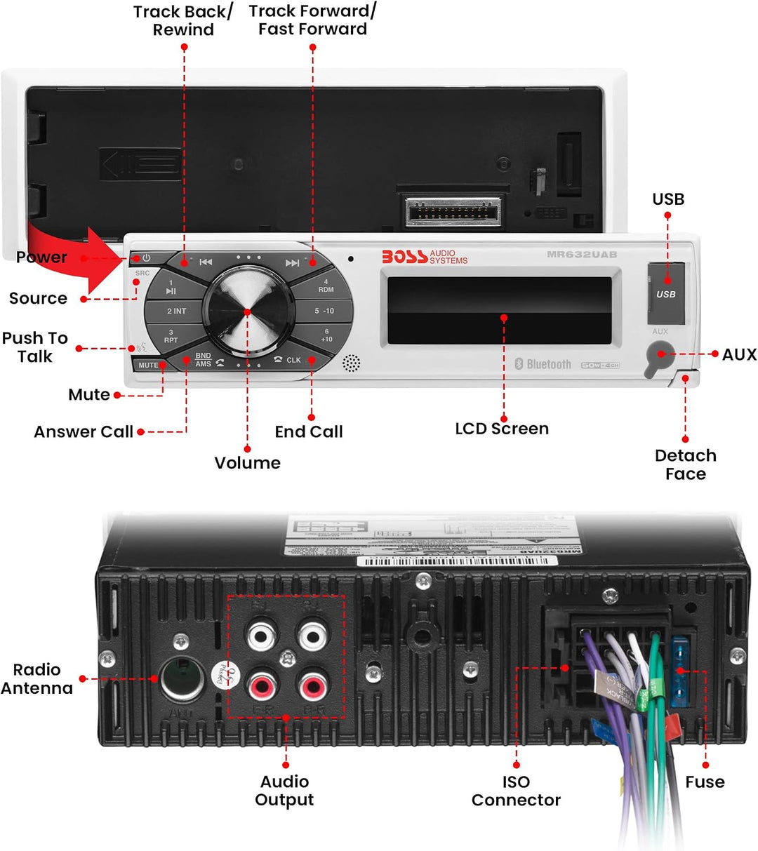 BOSS Audio Systems mr632uab 200 W Bluetooth weiss Empfangsgerät für digitale Instrumente, Empfangsge