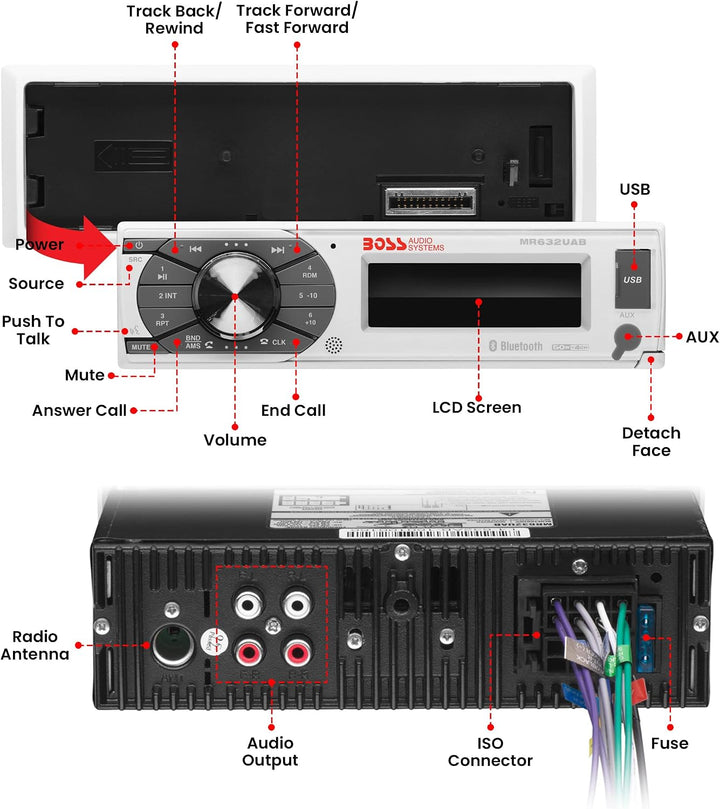 BOSS Audio Systems mr632uab 200 W Bluetooth weiss Empfangsgerät für digitale Instrumente, Empfangsge