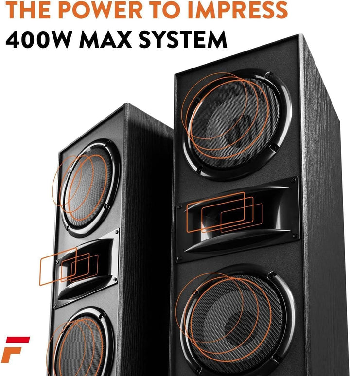 Fenton SHF700B - Standlautsprecher Paar, HiFi Lautsprecher Stereo Set, 400 Watt Standlautsprecher 3-