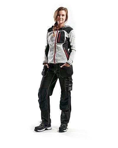 Blakläder Damen Strickjacke mit Softshell-Verstärkungen, 1 Stück, Grösse: XL, grau melange/schwarz,