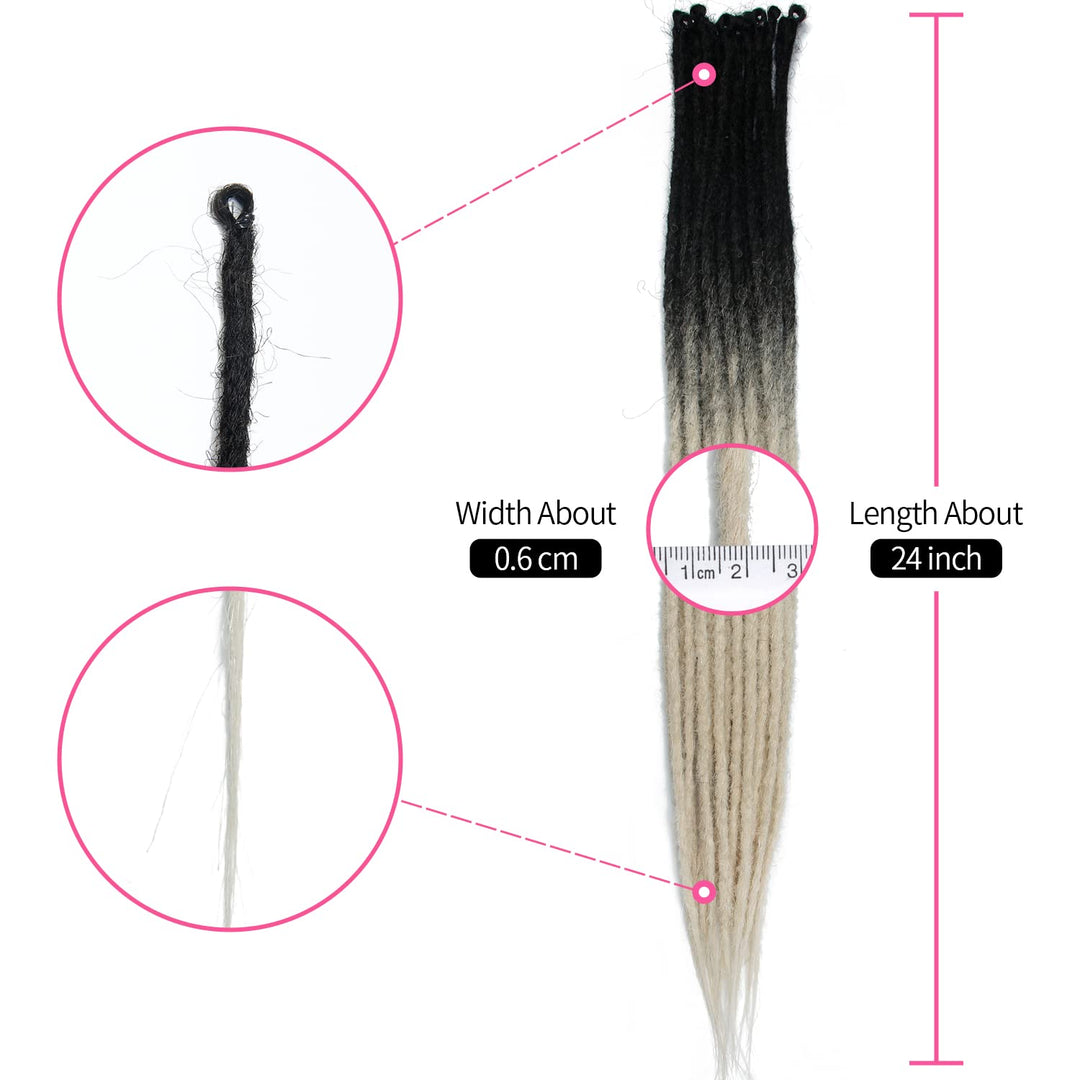 Dünne 0.6cm Synthetische Dreadlock Extensions Handgemacht 24 Zoll 20 Stränge Häkelhaar Lange Häkelzö