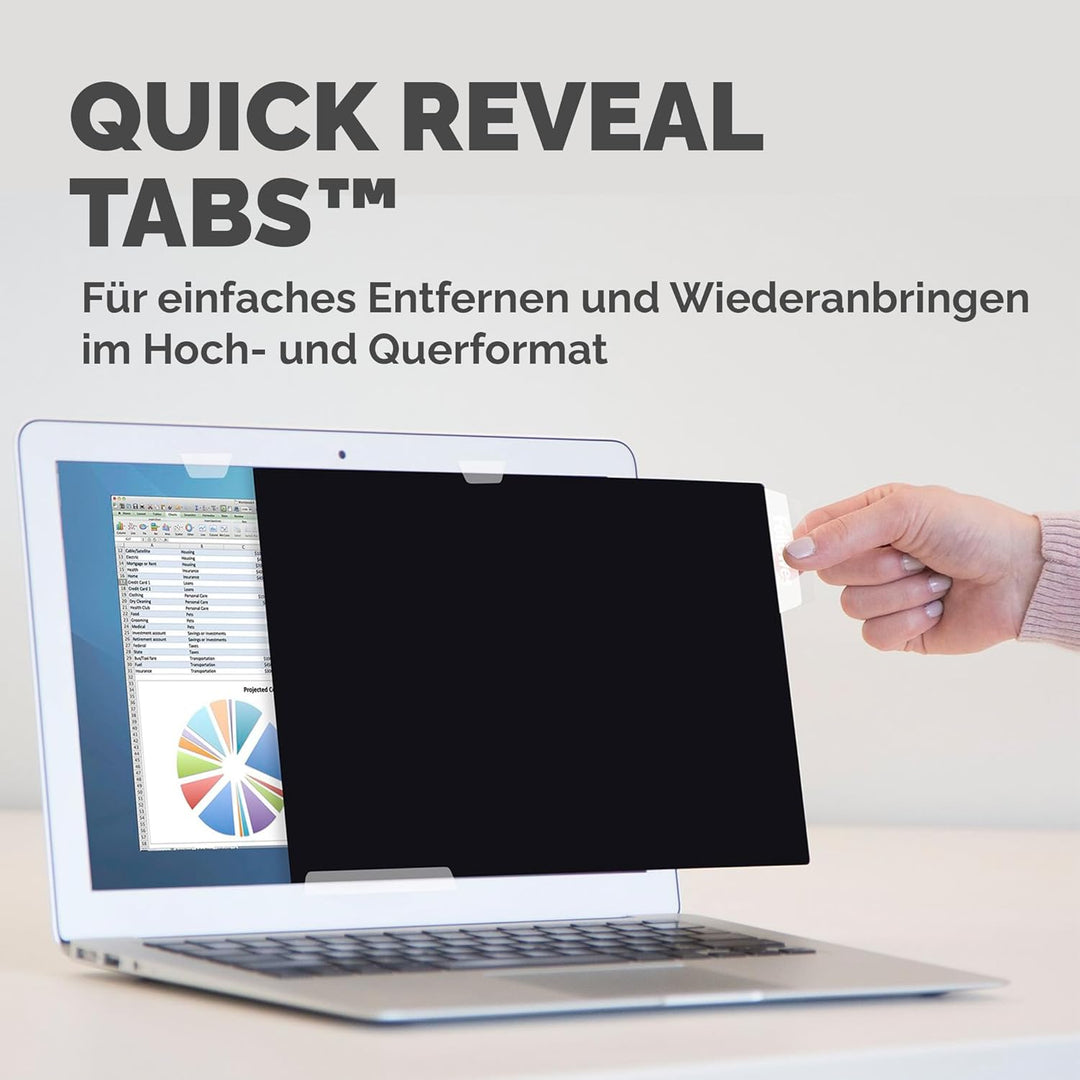 Fellowes PrivaScreen Blickschutzfilter – Anti-Glare Displayschutz für Laptop 13,3" (16:9, 295 x 165
