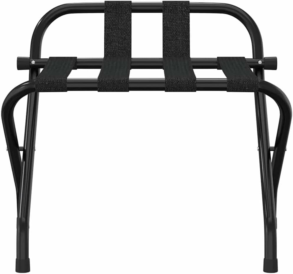 Gepäckablage mit Rückenlehne und klappbarem Metallgestell für Koffer, Schwarz, 56x39x52 cm Schwarz 1