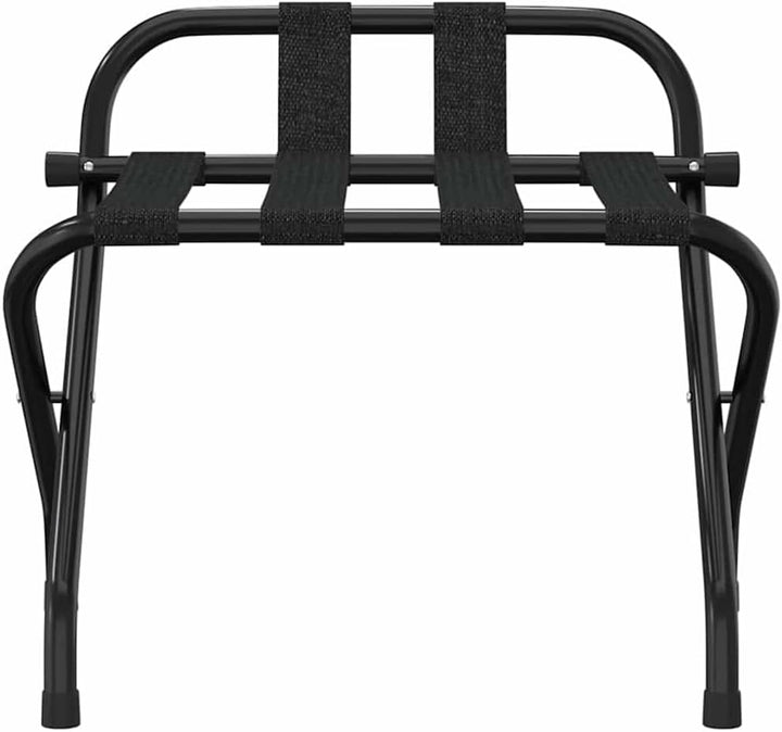 Gepäckablage mit Rückenlehne und klappbarem Metallgestell für Koffer, Schwarz, 56x39x52 cm Schwarz 1