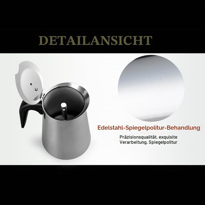 Espressokocher aus Hochwertigen Edelstahl, Induktion, für alle Herdarten Geeignet 2-4 Tassen Italien