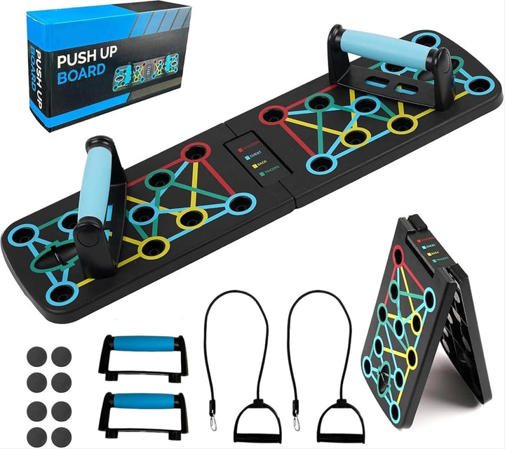 Push Up Board, 17 in 1 Faltbare Liegestütz Brett mit Handgriff, Multi-Funktions Portable Liegestützg
