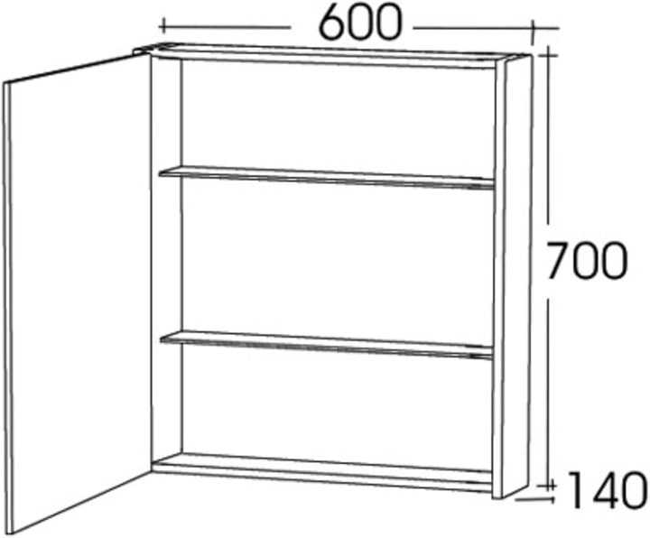 Saqu Salto Badspiegelschrank 60x70cm - Wandspiegel Badezimmerspiegel glänzend Weiss Weiss 60x14x70 c