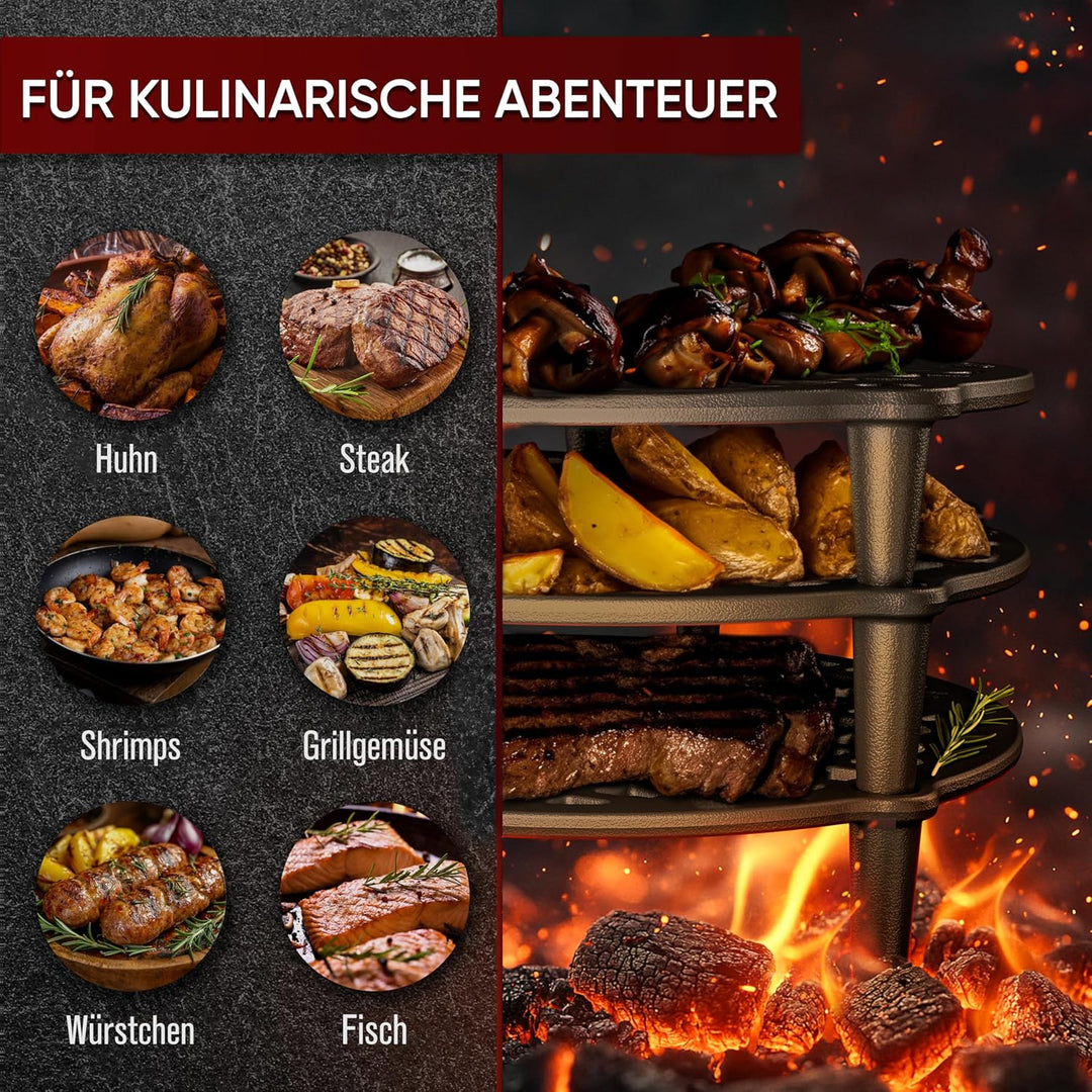 Gusskönig Gusseisen Stapelrost 24,7x 23,9 cm- Staple grate für 9 Liter Dutch Oven - Einsatz für Dutc