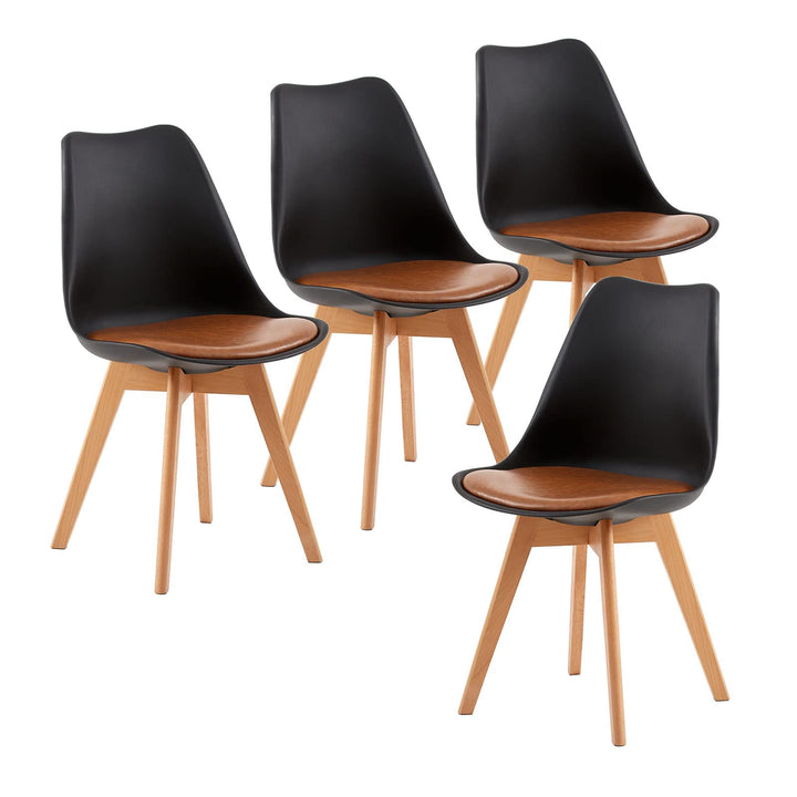 EGGREE 4er Set Esszimmerstühle mit Massivholz Buche Bein SGS Geprüfter, Skandinavisch Design Gepolst