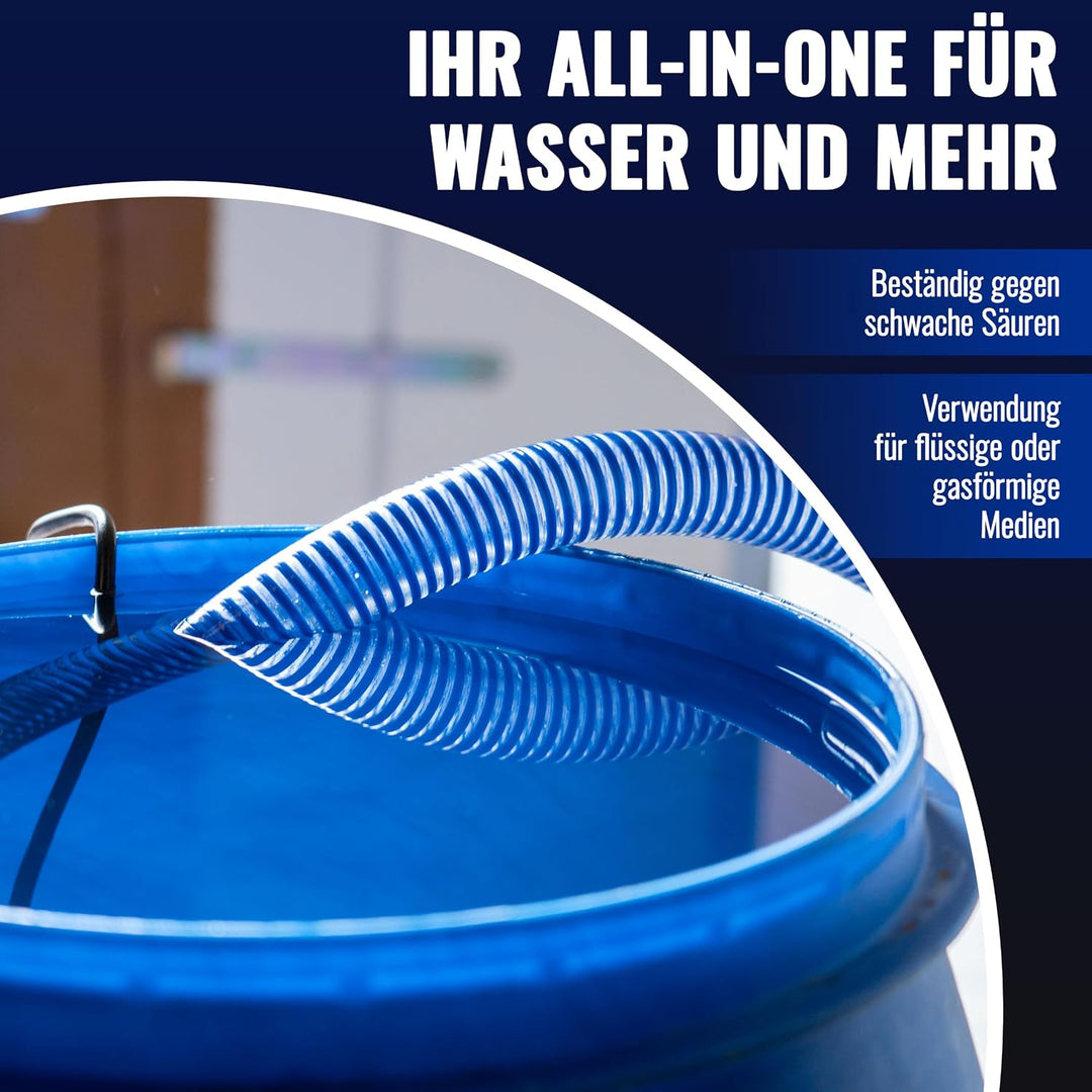 Poppstar PVC Saugschlauch 1 1/4 Zoll Spiralschlauch (20m Wasserschlauch mit ID 32mm / AD 40mm, bis 8
