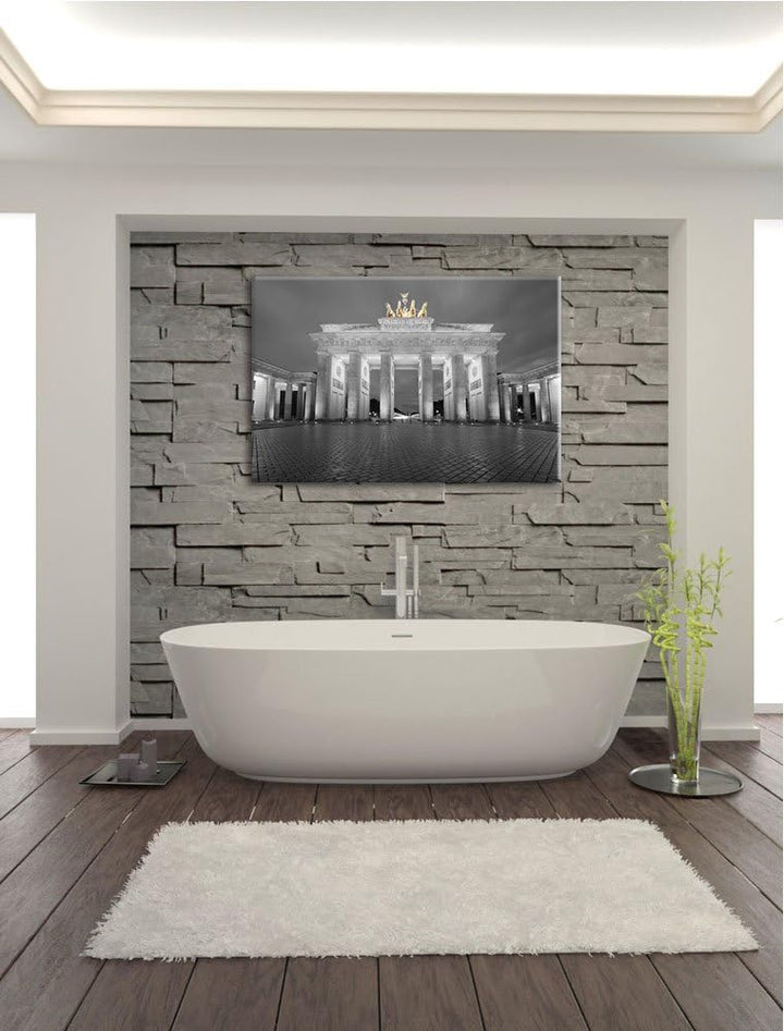 schönes Brandenburger Tor schwarz/weiss Format: 100x70 auf Leinwand, XXL riesige Bilder fertig gerah