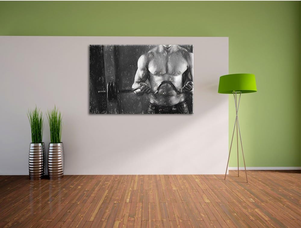 Bodybuilding Kohle Effekt, Format: 100x70 auf Leinwand, XXL riesige Bilder fertig gerahmt mit Keilra