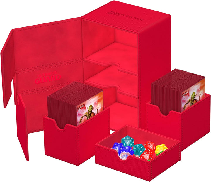 Ultimate Guard UGD011236 Twin Flip`n`Tray 160+ XenoSkin Monocolor Rot Kartenbox, Rot