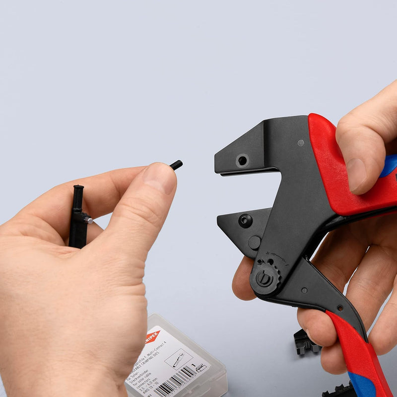 Knipex Crimp-Systemzange für auswechselbare Crimpeinsätze brüniert, mit Mehrkomponenten-Hüllen 200 m