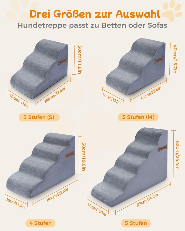 Hundetreppe für Kleine Hunde 30CM hohe 3-stufige kleine Hundefussstufen 32x60x30CM für Sofa und hohe