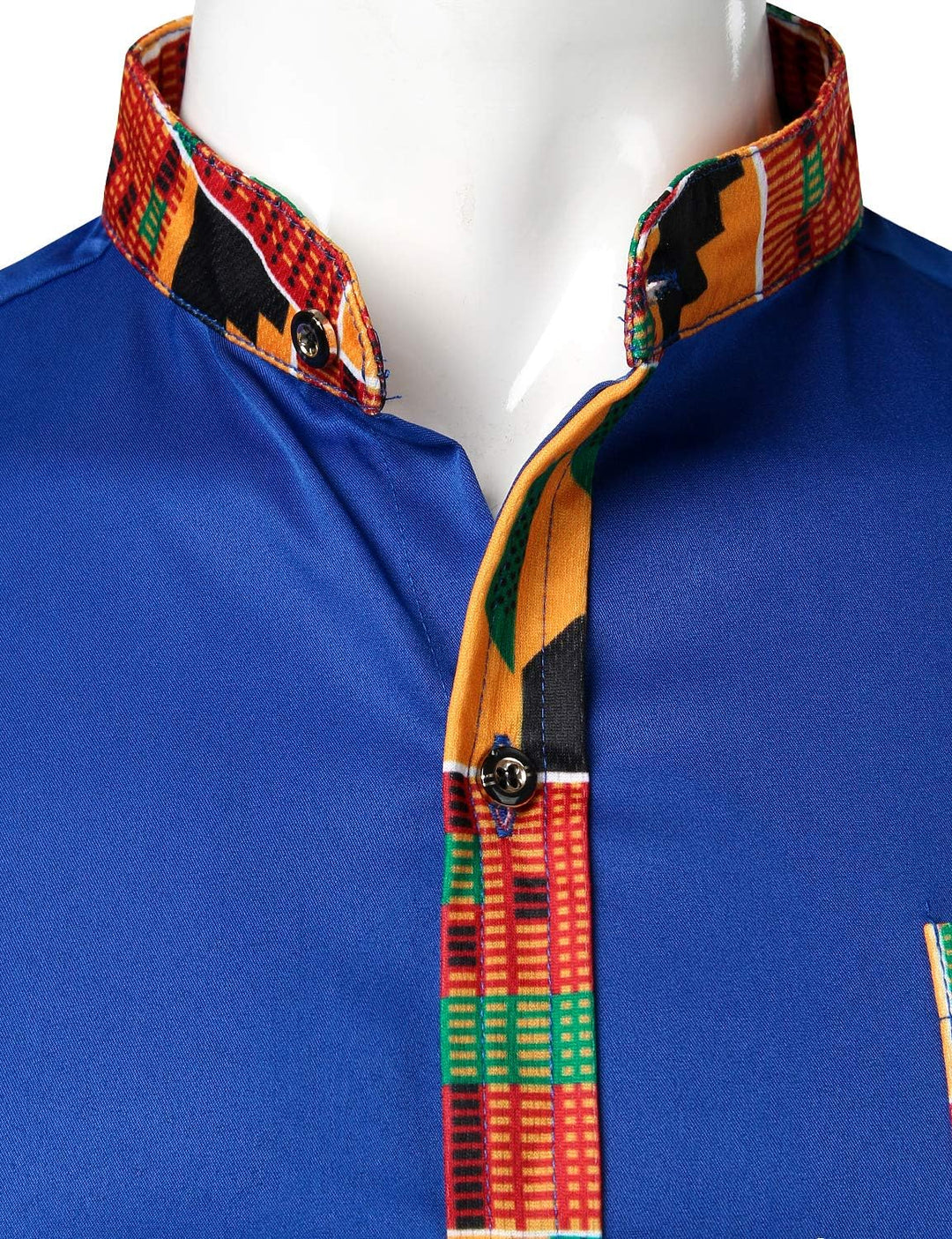 PARKLEES Herren African Tribal Grafik Patchwork Design Slim Fit Langarm Freizeithemd Party Shirt für