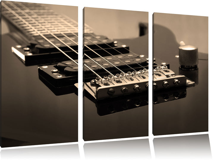 Pixxprint Black E-Guitar als Leinwandbild/Grösse: 3 Teilig (120x80) cm/Wandbild/Kunstdruck/fertig be