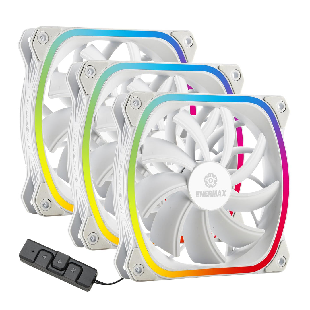 Enermax SQUA 12cm 3er (UCSQARGB12P-W-BP3), adressierbarer RGB-Lüfter, Weiss SQUA RGB 3 Stück Weiss